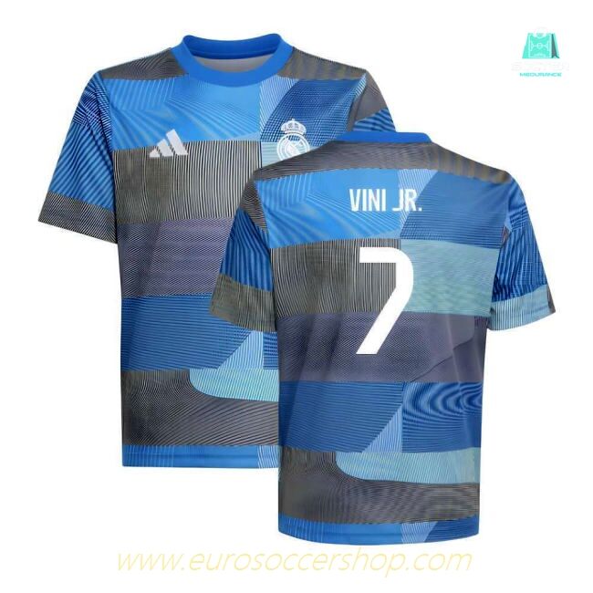 2025-2026 Real Madrid Pre-Match Shirt (Blue) - Kids (Vini Jr. 7)