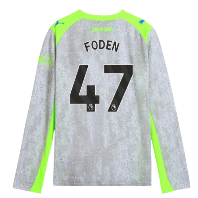 2025-2026 Man City Long Sleeve Third Kit (Kids) (Foden 47)