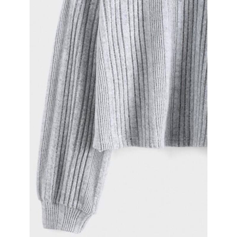 Ribbed Drop Shoulder Knit Slouchy T-shirt PC7959