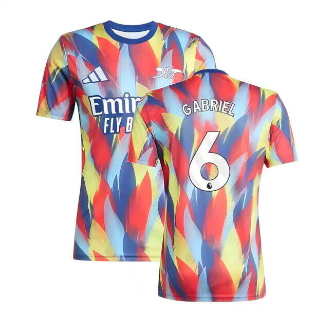 retro 2025-2026 Arsenal Pre-Match Shirt (Victory Blue) (Gabriel 6)