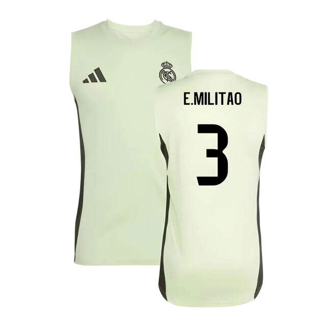 2025-2026 Real Madrid Sleeveless Training Jersey (Almost Lime) (E.Militao 3)