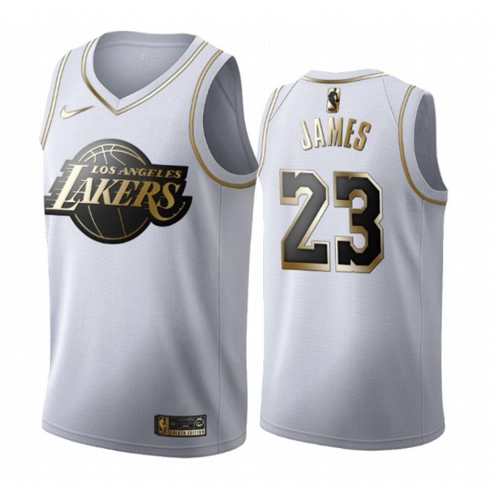 Performance Los Angeles Lakers LeBron James23 Jersey White Golden...