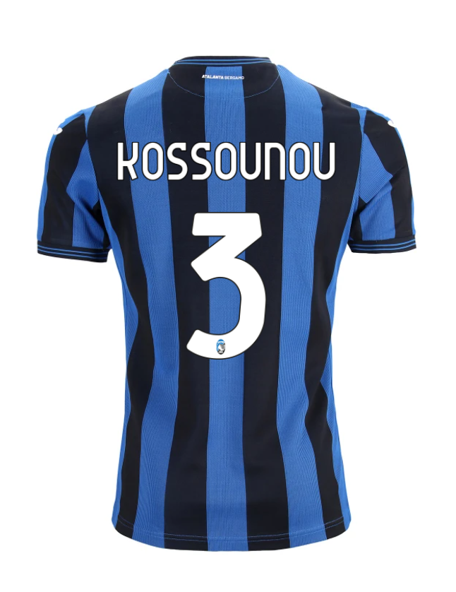 Atalanta's 24-25 Home Jersey featuring KOSSOUNOU with the number 3