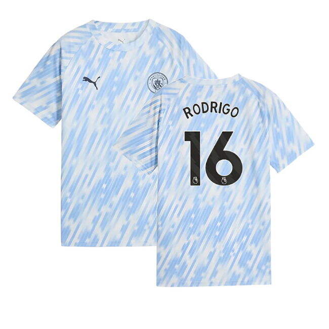 2025-2026 Man City Warm Up Jersey (Silver Sky) - Kids (Rodrigo 16) ...