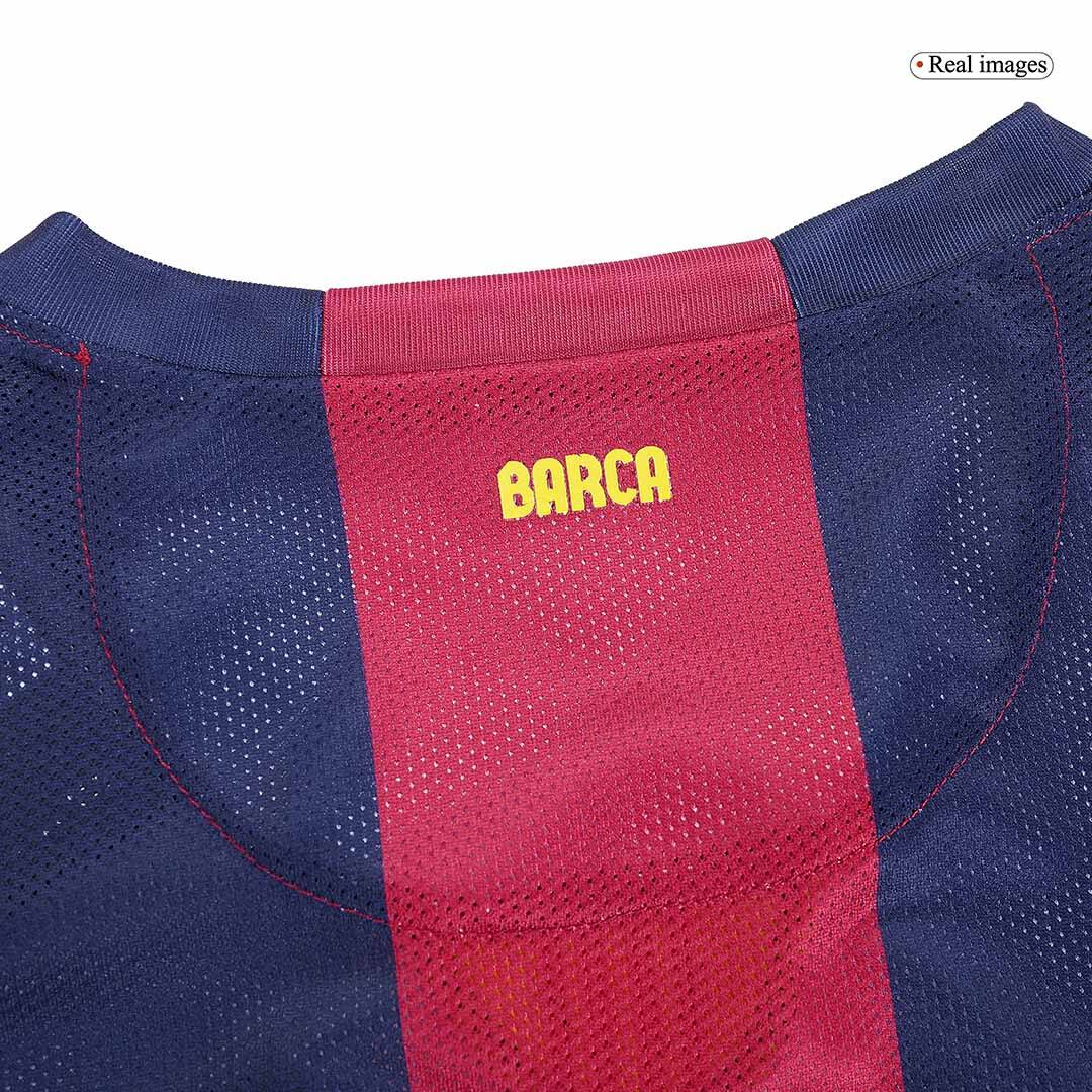 Retro MESSI #10 2014/15 Barcelona Home Long Sleeve Soccer JerseyAuthen