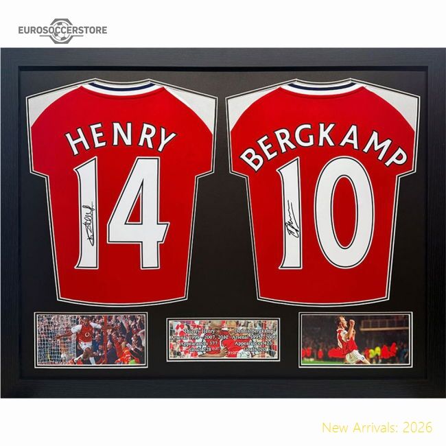 Premium Arsenal Fc Bergkamp & Henry Signed Shirts (dual Framed)