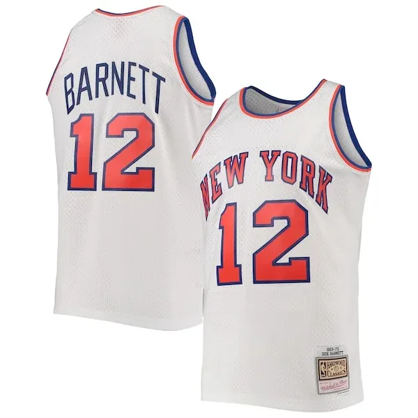 Durable Dick Barnett NYK Basketball Jersey - White - Licensed Product
