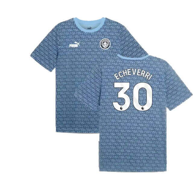 2024-2025 Man City ftblCulture Tee AOP (Navy) (Echeverri 30)