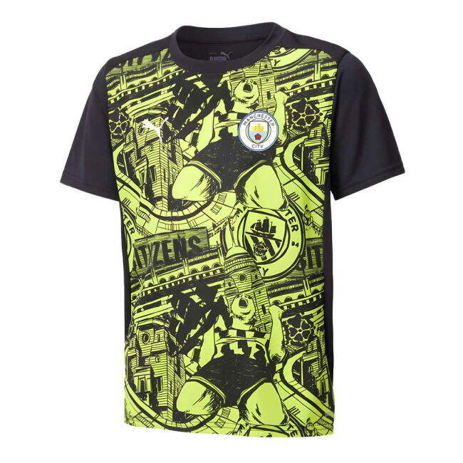 Man City Genuine 2024-2025 Man City Pre-Match Shirt (Yellow Glow) -...