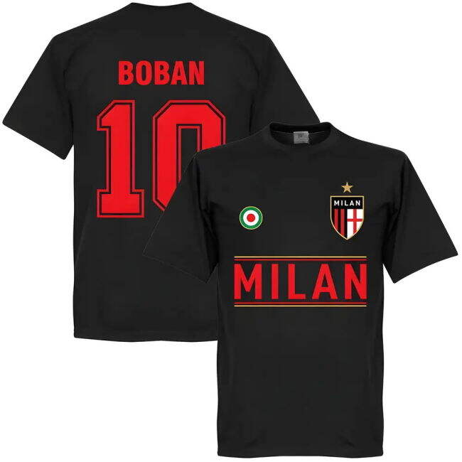 AC Milan Boban 10 Team - Black official style T-Shirt (Adult