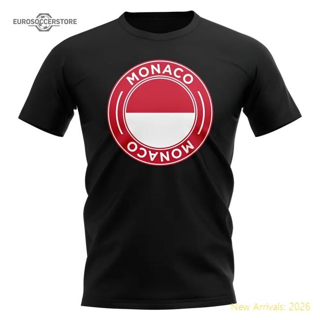 Match-Day High-Quality Monaco Football Badge T-Shirt (Black)
