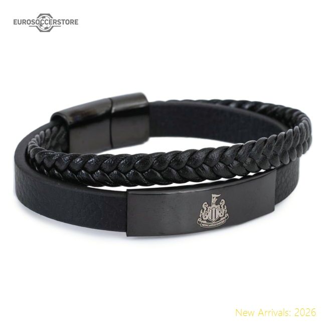 Exceptional Newcastle United Fc Black Ip Leather Bracelet