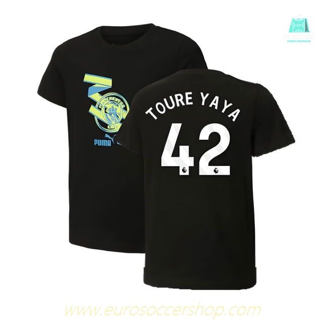 2024-2025 Man City ftblCulture Tee (Black) - Kids (Toure Yaya 42)