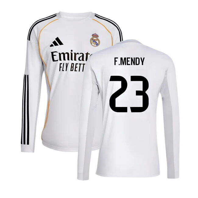 2025-2026 Real Madrid Long Sleeve Home Shirt (F.Mendy 23)