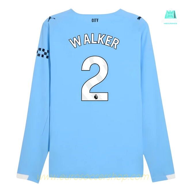 2025-2026 Man City Authentic Long Sleeve Home Shirt (Walker 2)