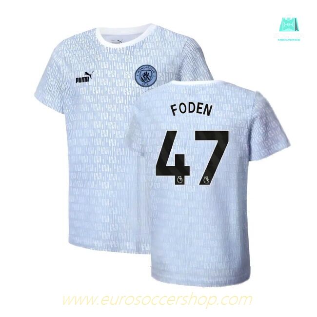 2024-2025 Man City ftblCulture Tee AOP (Light Blue) - Kids (Foden 47)