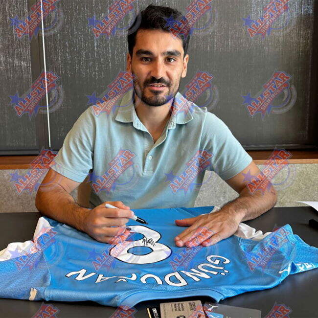 Licensed Manchester City FC Rodri & Gundogan Signed Shirts & Medal ...