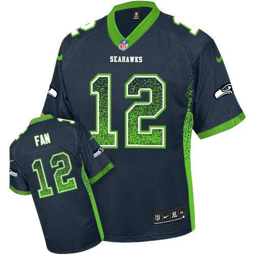 Authentic Seahawks #None Blue Drift Fashion Elite NFL Jersey