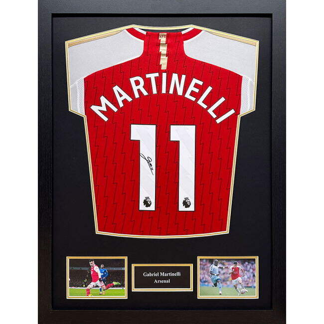 retro Arsenal FC Martinelli Signed Shirt (Framed)