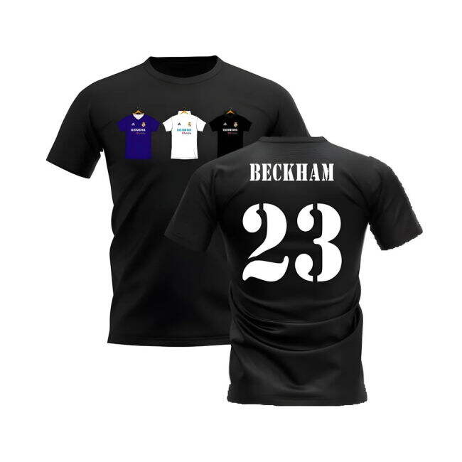 Real Madrid 2002-2003 Retro Shirt T-shirt (Black) (BECKHAM 23)
