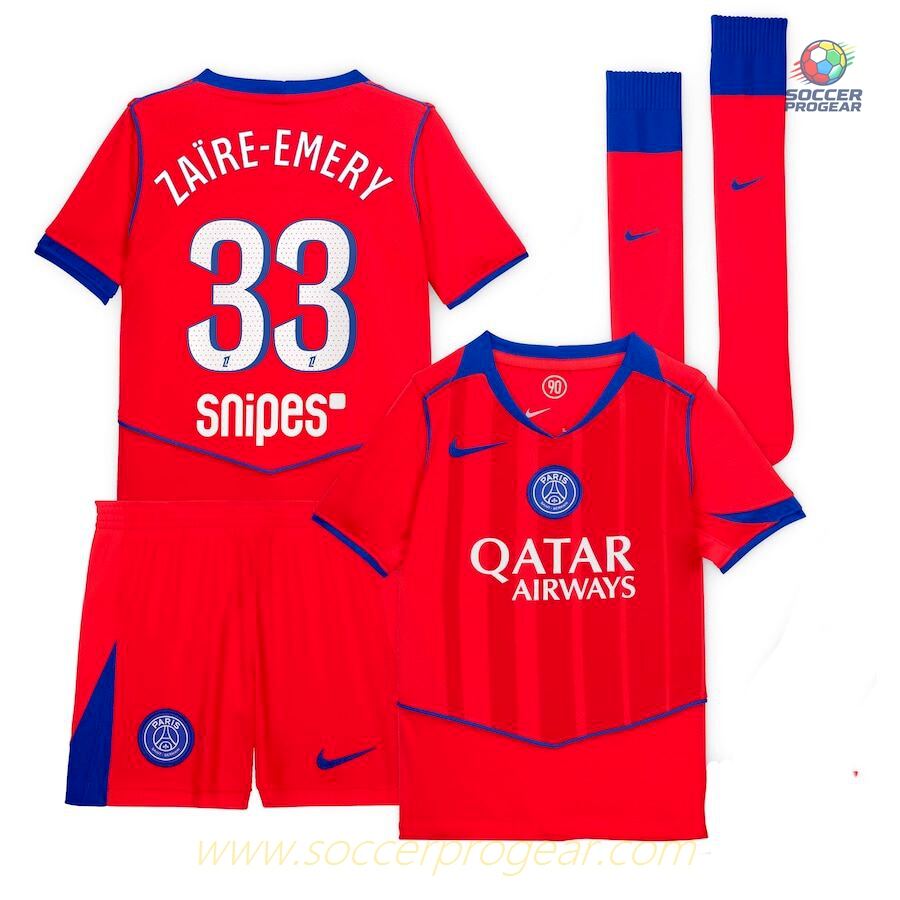 PSG Official Third 2025/26 Collection Zaire Emery Youth Jersey Set Team Jersey