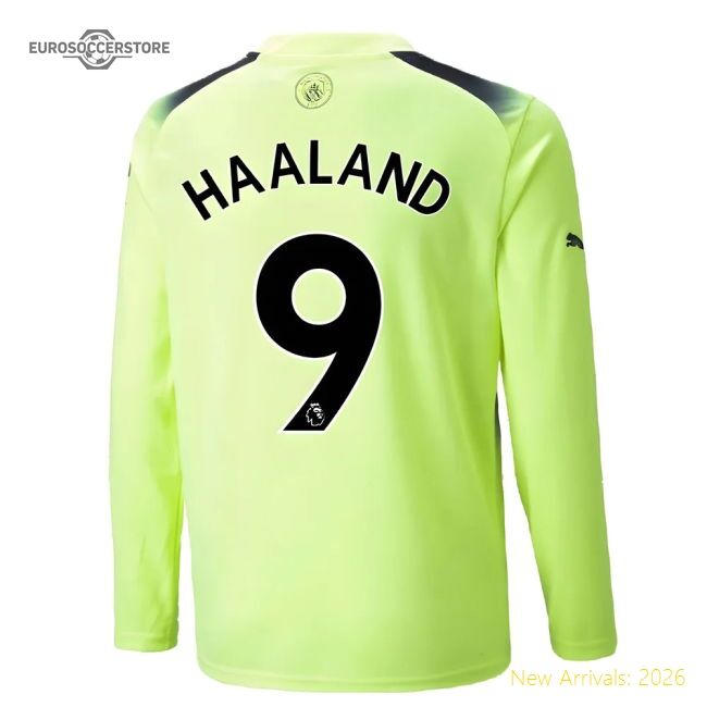 High-Quality 2022-2023 Man City Long Sleeve Third Shirt HAALAND 9