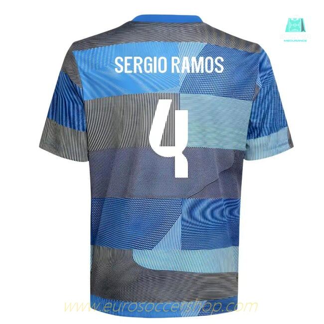 2025-2026 Real Madrid Pre-Match Shirt (Blue) - Kids (Sergio Ramos 4)