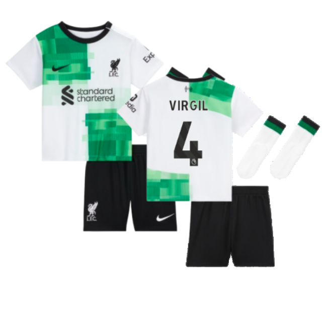 Men's 2023-2024 Liverpool Away Little Boys Mini Kit (Virgil 4)