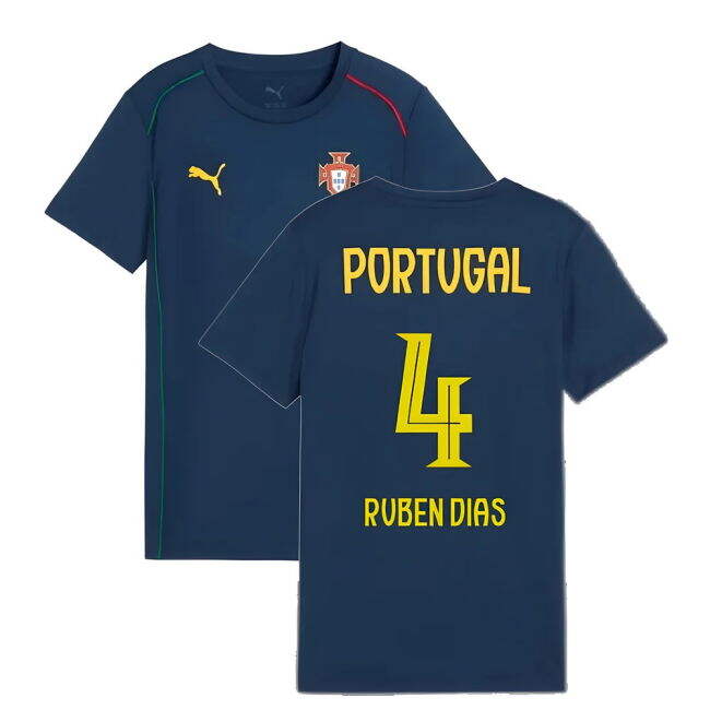 2025-2026 Portugal Casuals Tee (Persian Blue) - Kids (Ruben Dias 4)