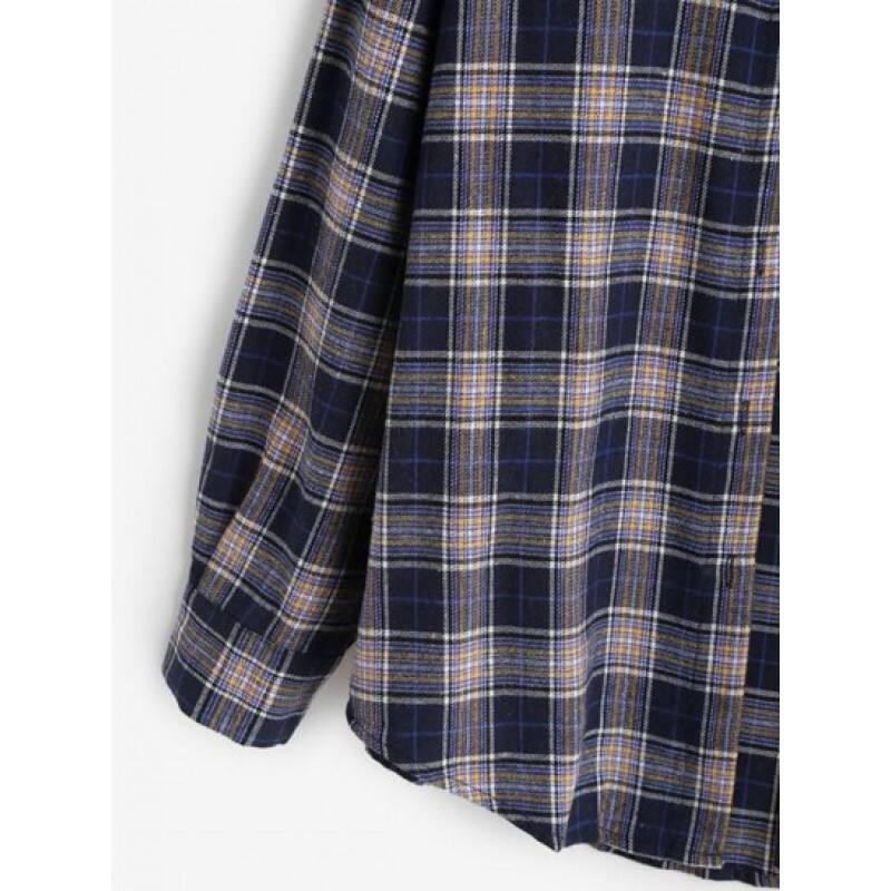 Plaid Pocket Boyfriend Shirt CX9086