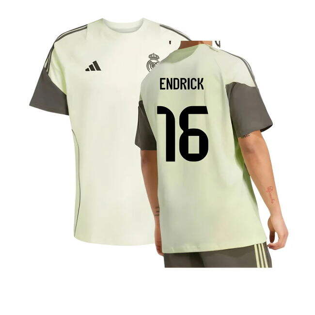 2025-2026 Real Madrid Training Tee (Almost Lime) (Endrick 16) - Fan...