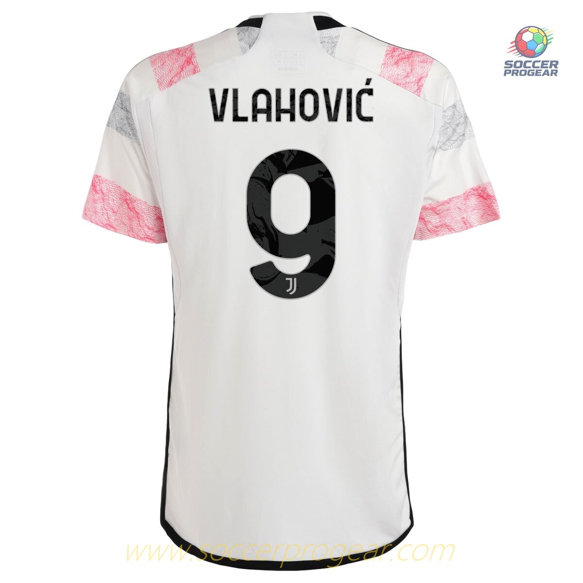 Juventus Away Youth Soccer Uniform Football Shirt 2023 2024 Vlahovic