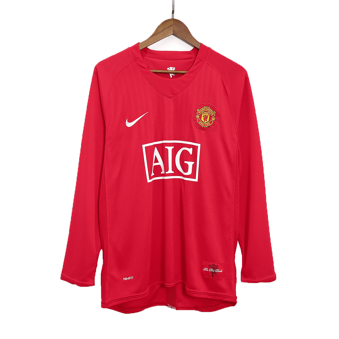 Vintage Soccer Jersey Manchester United Home Long Sleeve 2007/08