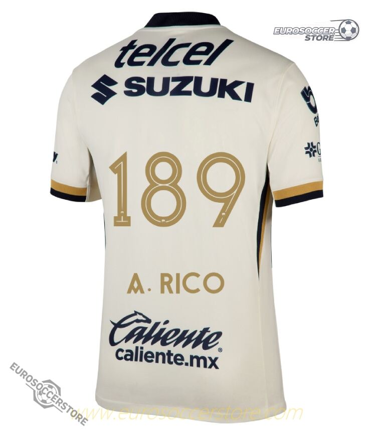 Pumas UNAM Home Jersey 25-26 Featuring Á. RICO 189