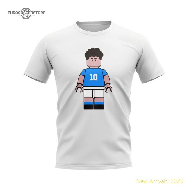 Popular Diego Maradona Napoli Brick Footballer T-Shirt (White)