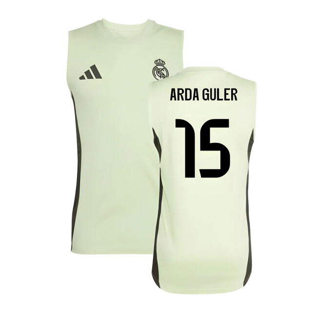 2025-2026 Real Madrid Sleeveless Training Jersey (Almost Lime) (Arda Guler 15)