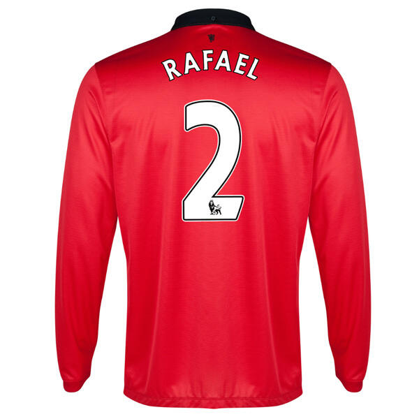 13-14 Manchester United 2 Rafael Home Long Sleeve Jersey Shirt -