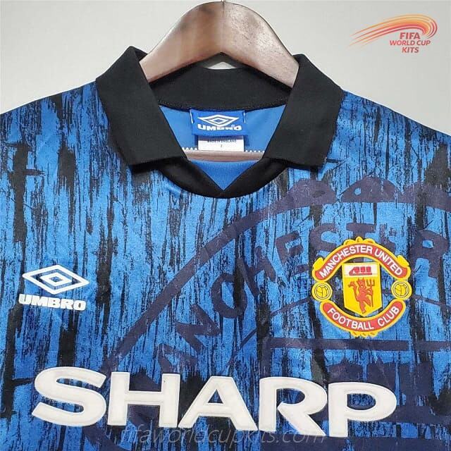 Manchester United 92-93 Away Blue Football Kit