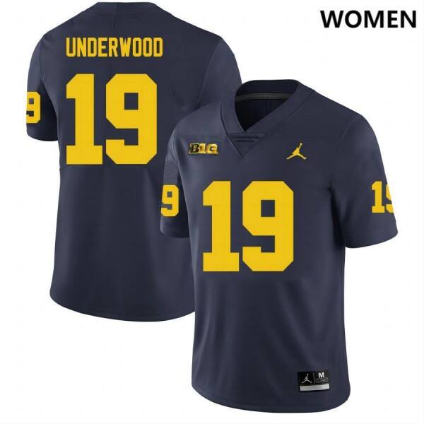 Women Michigan Wolverines #19 Bryce Underwood Navy Stitch Jersey