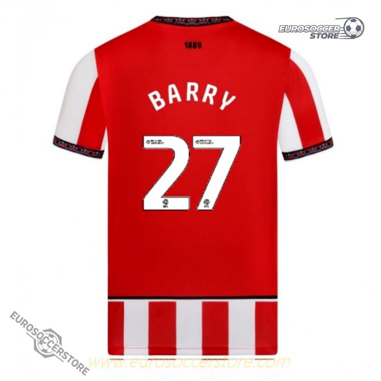 Sheffield United 25-26 Home Jersey with BARRY 27 Printing