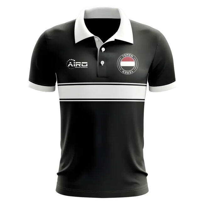 Elite Exclusive-Design Yemen Concept Stripe Polo Shirt (Black)