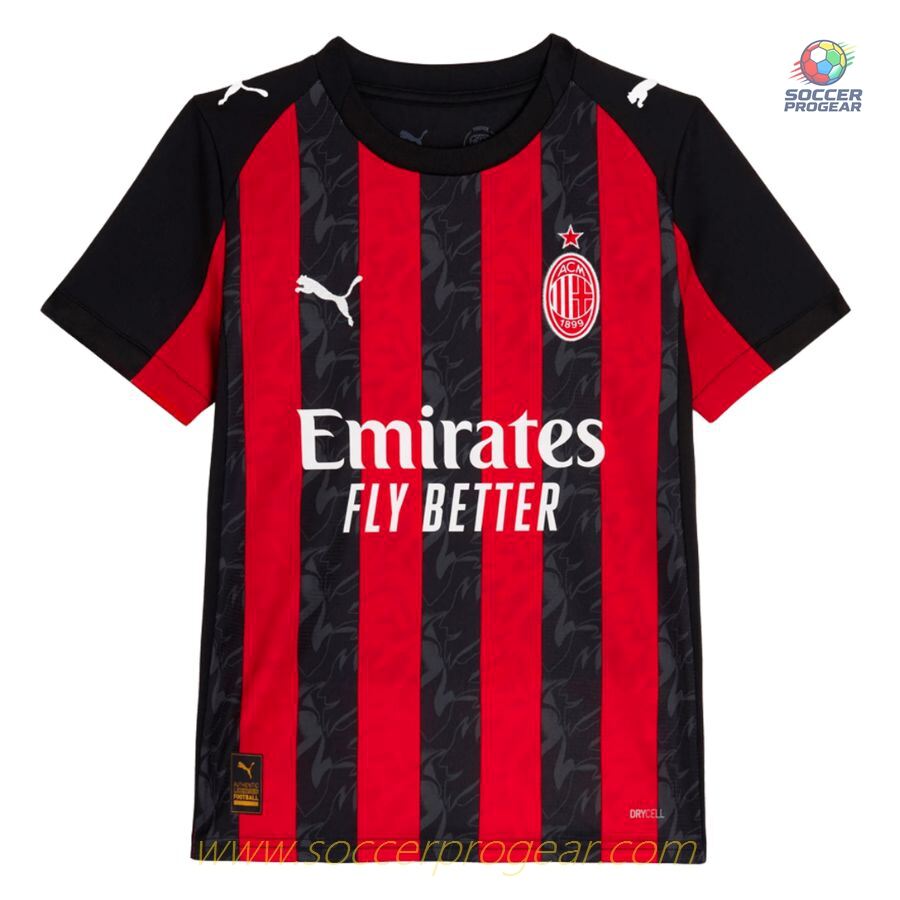 AC Milan Youthren's Home Soccer Team Shirt 2025-2026 Season