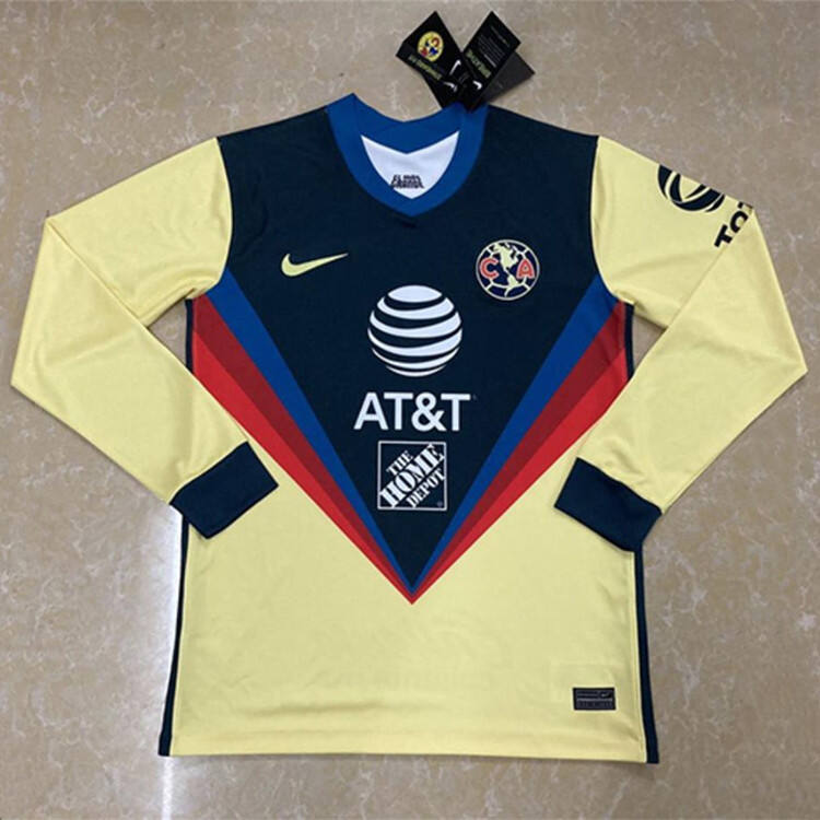 Club America 20-21 Home Long Sleeve Soccer Jersey Shirt - Official
