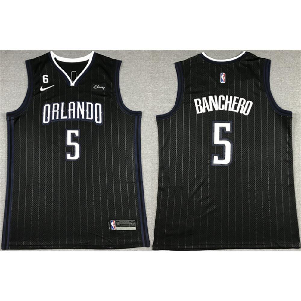 Premium Quality Men's Magic #5 Paolo Black Basketball Jersey