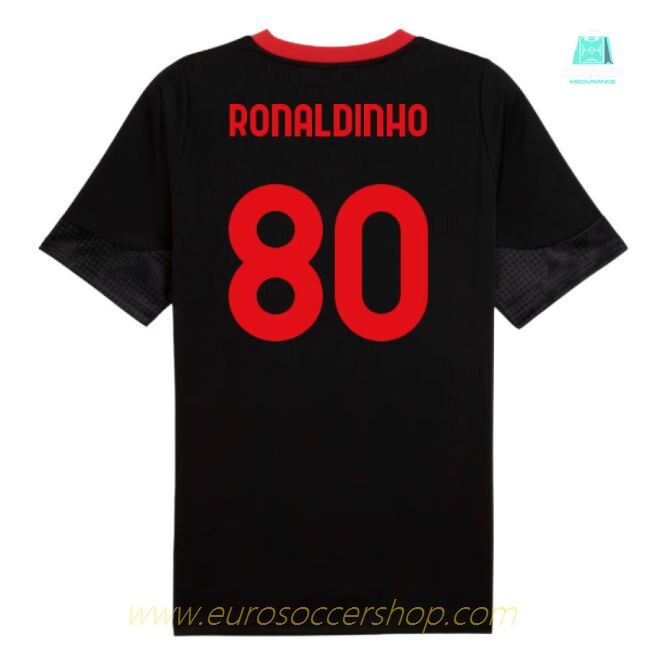 2025-2026 AC Milan Training Jersey (Black) (Ronaldinho 80)