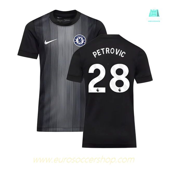 2025-2026 Chelsea Home Goalkeeper Shirt (Black) - Kids (Petrovic 28)