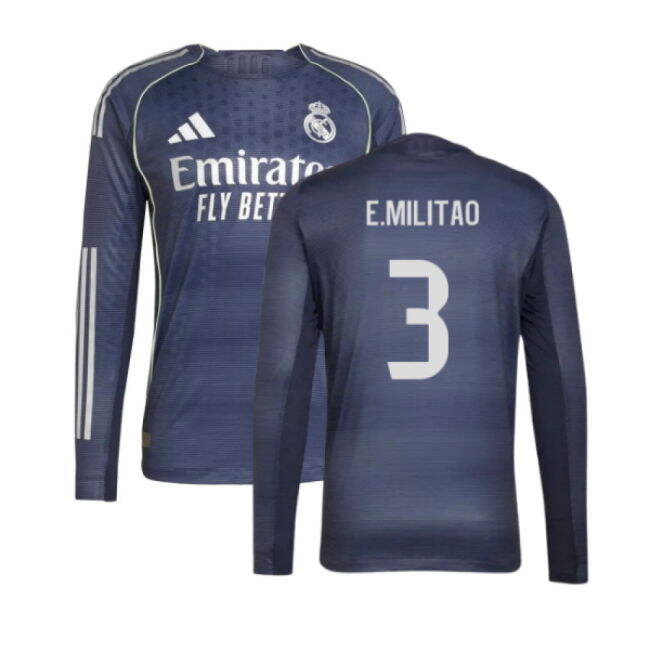 2025-2026 Real Madrid Long Sleeve Away Shirt (E.Militao 3)