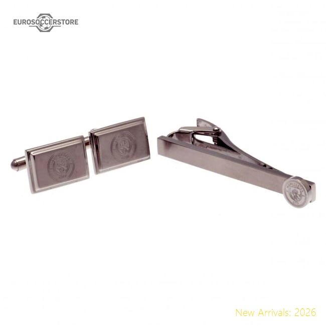 Official Manchester City Fc Tie Slide & Cufflink Set - Premium