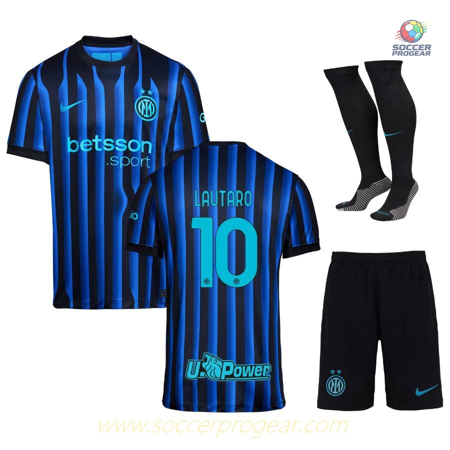 Inter Milan Home Children Soccer Uniform Soccer Team Shirt 2025-26 Edition Lautaro