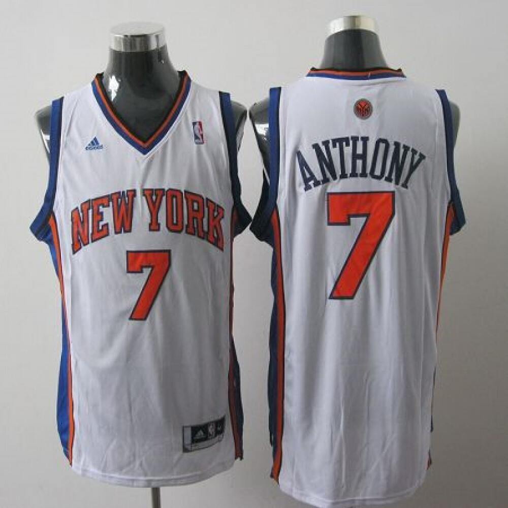 Game Day Cost-Effective Men's NYK #7 Carmelo White Basketball Jersey